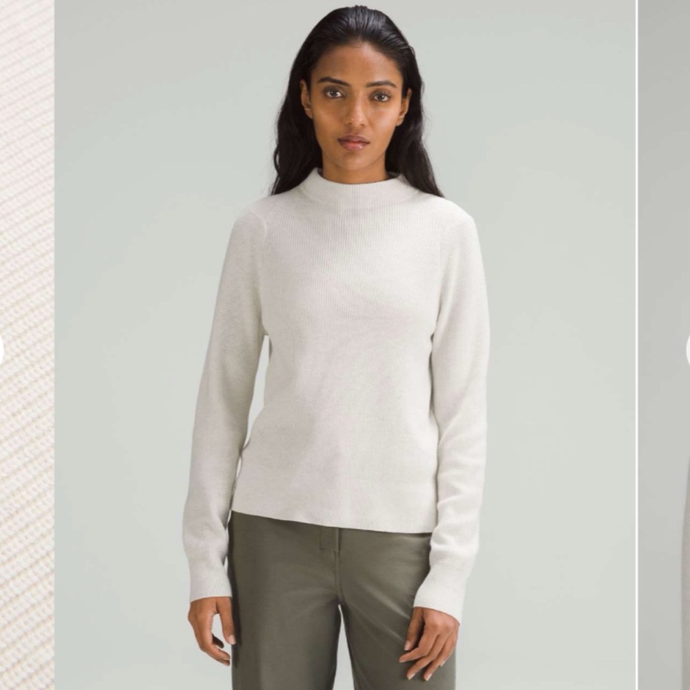 Lululemon Cotton-Blend Mock-Neck Sweater Heathered Bone Small Women’s W3HBGS